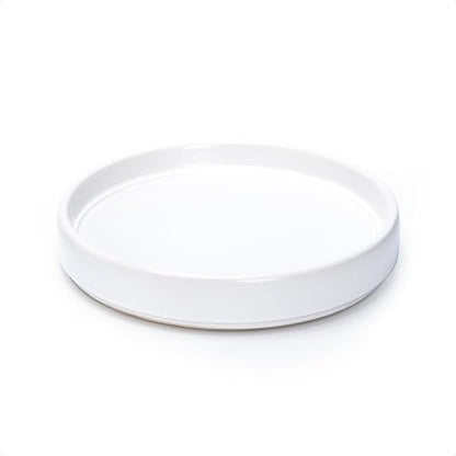 D'vine Dev Ceramic Plant Saucer/Drainage Tray, 7.1 in, White, 97-T-A-3 - color: White, size: 7.1" (1 Pack)