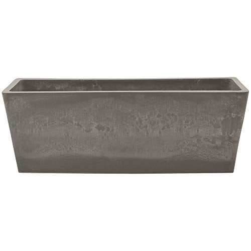 PSW Pot Collection [17.5 inch] Plastic/Stone/Wood Composite Window Box Rectangular Planter – No Drainage Hole (Drillable), Indoor/Outdoor Pot for Flowers and Vegetables, Cement Color - color: Cement, size: 17.5" x 7"