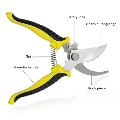 Pruning Shears 3MM, Garden Shears 7.5" Professional Stainless Steel Pruning Shears for Gardening, Sharp Handheld Heavy Duty Garden Hedge Clippers/Scissors Pruners Tools