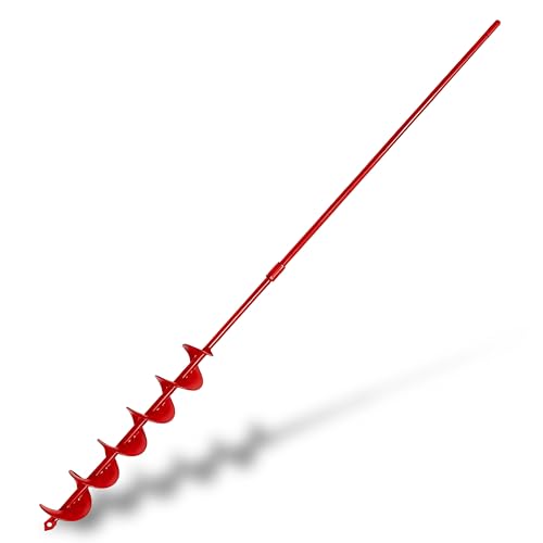 TCBWFY 2x32 Inch Auger Drill Bit for Planting - Long Handle Easy Planter Garden Auger - Bulb & Bedding Plant Augers - Post Hole Digger for 3/8”Hex Drive - size: 2"x32"-Red