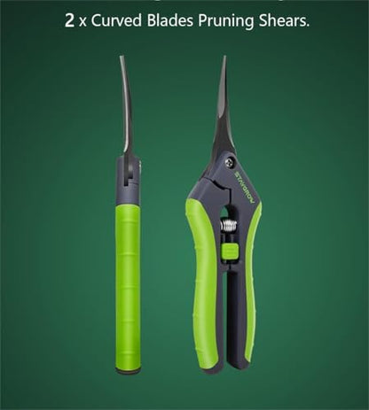 6.5" Pruning Shears(2pcs Curved) and 7" Folding Hand Pruning Saw Set Ideal Gardening Gifts