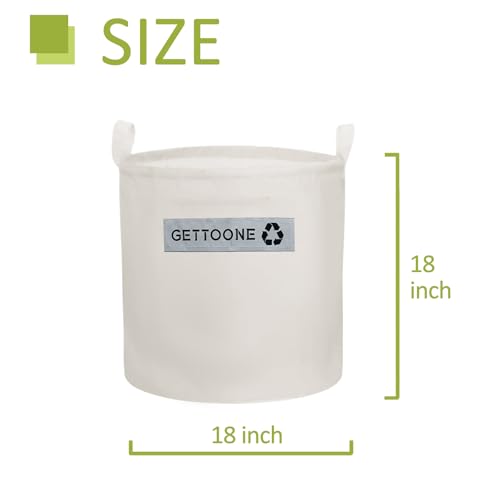 Collapsible Canvas Garden Bag 20 Gallon, Heavy Duty Reusable Lawn and Leaf Yard Waste Bag with 4 Handles, Tear-Resistant for Lawn Clippings, Storage, Moving - color: 18”D x 18”H