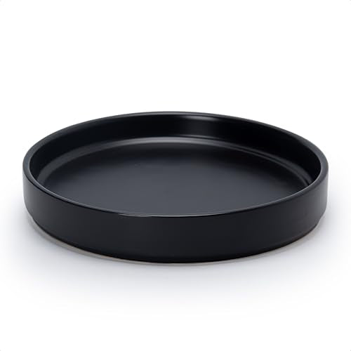 D'vine Dev Ceramic Plant Saucer/Drainage Tray, 8.7 in, Black, 97-T-B-4 - color: Black, size: 8.7" (1 Pack)