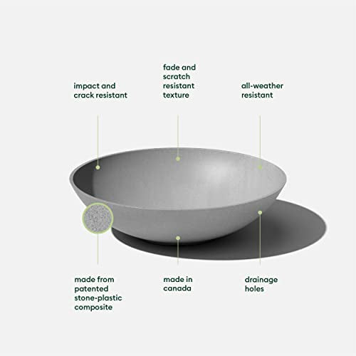 Veradek Mason Series Lane Bowl - Large Outdoor Bowl Planter - color: Gray, size: 6"H x 24"DIA