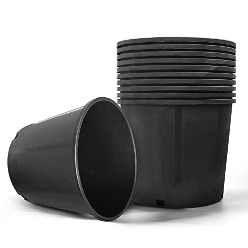 HOSTIC 3 Gallon Flexible Nursery Pots Gallon Pot with Drainage Holes Plastic Plant Container Suitable for Indoor Outdoor Vegetables Flowers Plants 10 PCS - size: Standard 3 Gallon