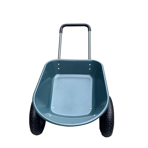 Two Wheel Heavy Duty Galvanized Wheelbarrow, Large Capacity Utility Garden Cart for Lawn Yard, Army Green - style: Victorian