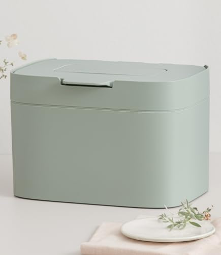 KAZAI. Compost Bin Kitchen 'Elin' | 1.2 GAL / 4.5L Countertop Compost Bin with Lid & Carbon Filter | Odor-Free, Dishwasher Safe, with Inner Bucket | Small Indoor Kitchen Composter | Sage-Green - color: Sage-Green