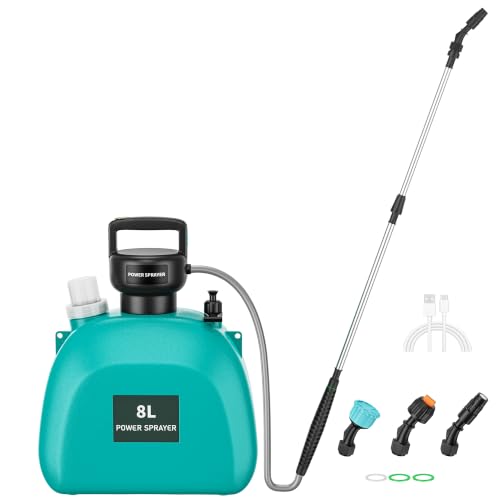 2 Gal/8L Battery Powered Sprayer with Retractable Wand Garden Sprayer - color: Black