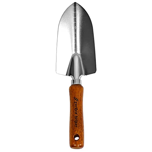 Japanese Garden Trowel Heavy Duty Japanese Steel with Wood Handle, Garden Transplanter Tool for Digging, Scooping, Transplanting, Made in Japan, Large Silver - color: Brown Trowel Large