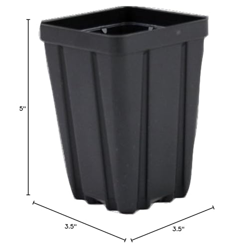 Square Greenhouse Pots 3.5 inch x 5 inch- Black - Plastic - Deep - Qty 25 by Growers Solution