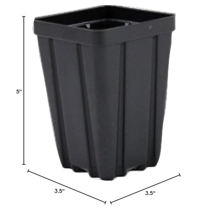 Square Greenhouse Pots 3.5 inch x 5 inch- Black - Plastic - Deep - Qty 25 by Growers Solution