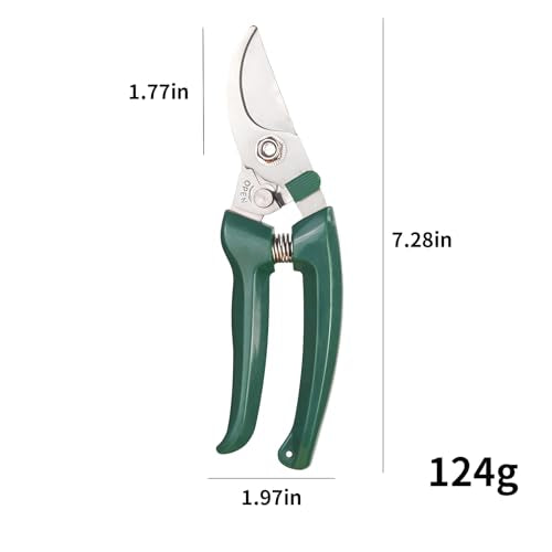 Non-Slip Garden Pruning Shears Automatic Rebound Ergonomic Grafting Flower Snips 3CR13 Steel Durable Carbon Steel with Long Lever for Easy Use Enhanced Spring Curved Blade Safety Lock Herb Scissors