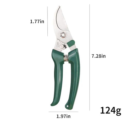Non-Slip Garden Pruning Shears Automatic Rebound Ergonomic Grafting Flower Snips 3CR13 Steel Durable Carbon Steel with Long Lever for Easy Use Enhanced Spring Curved Blade Safety Lock Herb Scissors