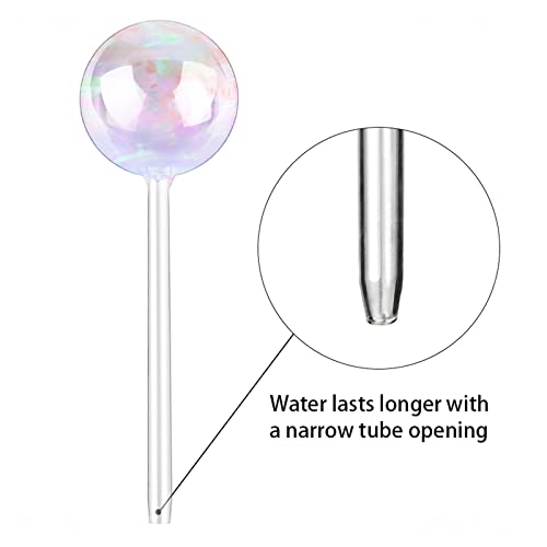 [6 PCS] Light Iridescent Rainbow Gradient Color Clear Glass Self-Watering System Spikes, Automatic Plant Waterer Bulbs - color: Iridescent 6-Pack