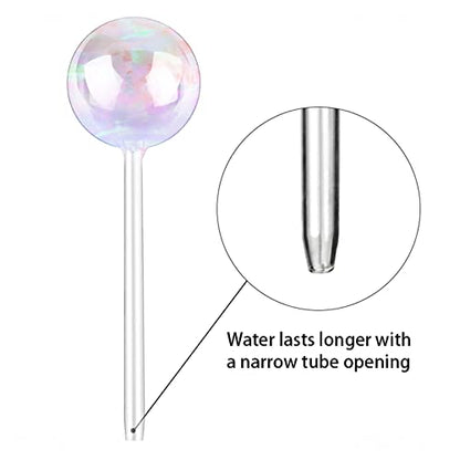 [6 PCS] Light Iridescent Rainbow Gradient Color Clear Glass Self-Watering System Spikes, Automatic Plant Waterer Bulbs - color: Iridescent 6-Pack