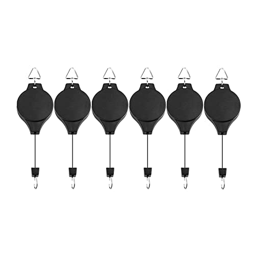 Pack Plant Hook Pulley, Retractable Plant Hanger Easy Reach Hanging Flower Basket for Garden Baskets Pots and Birds Feeder Hang High up and Pull Down to Water Or Feed (Black 6Pack) - color: Black 6pack