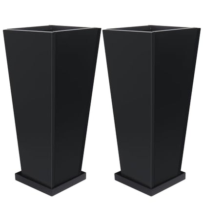 28" Metal Tall Outdoor Planters Set of 2, Durable & Wealtherproof - size: 28" H