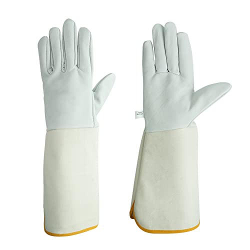 Luwint Leather Long Garden Gloves, Thorn Proof Rose Pruning Elbow Length Gardening Gloves for Men and Women, 1 Pair - size: Large