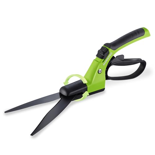 WORKPRO Grass Shears Handheld, Grass Clippers with 360 Degree Swivel Blades