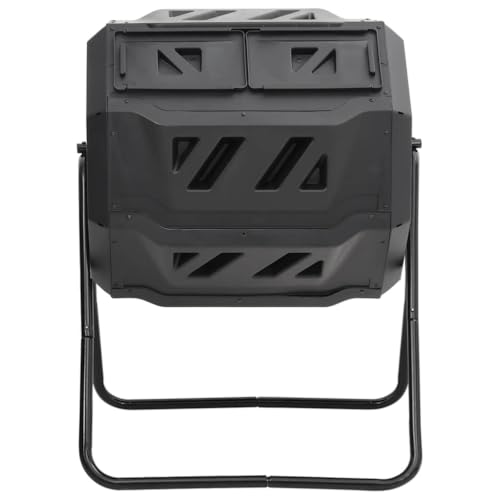 Garden Compost Bin Black 28.7x25.2x37.4 in 42.3 gal Dual Chamber