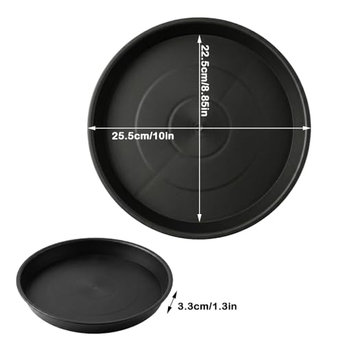 2 Pack Plant Saucer Tray, Water Catcher for Pots, Black, 10 Inch - size: 10Inch