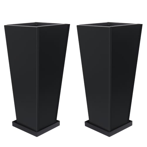 26" Metal Tall Outdoor Planters Set of 2, Durable & Wealtherproof - size: 26" H