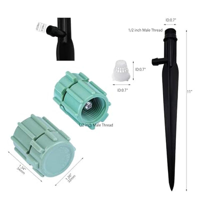 10 Pack Adjustable Bubbler Sprinkler Heads with 11.8in Stake, 360 Degree Micro Irrigation Emitters, Drip System Replacement Sprayer for Lawn Garden Plants Watering