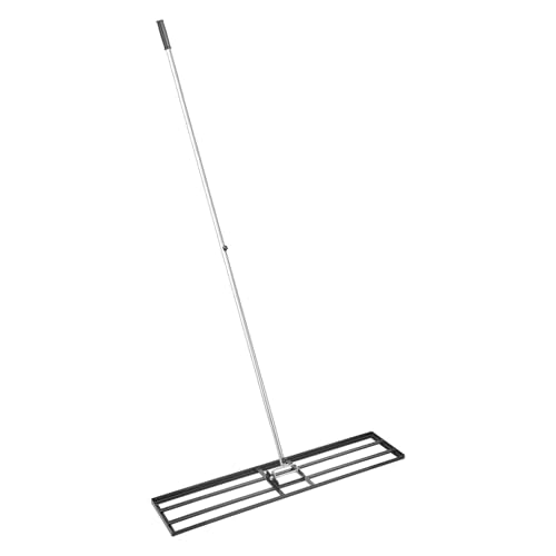 VEVOR Lawn Leveling Rake, Lawn Leveler with 83.9 in Handle, 48x10 in Ground Plate, Rust-Resistant Carbon Steel Soil Leveler, 2 Heights Adjustable, Effort Saving Lawn Leveling Tool for Yard Golf Court - size: 48x10 in, style: Classic: Carbon Steel