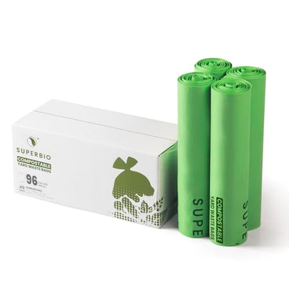SUPERBIO 96 Gallon Compostable Lawn & Leaf Bags, Extra Thick 1.57 Mil - style: 96 gallon,40 count