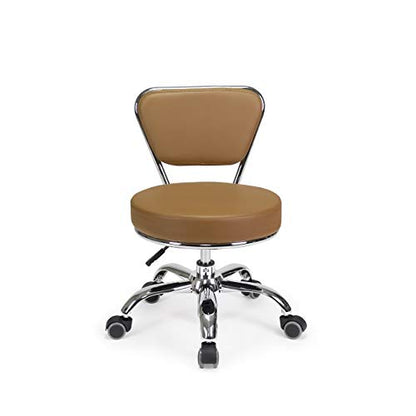 MAYAKOBA Dayton Rolling Bathroom Seat (Cappuccino) Pneumatic, Short Stool with Adjustable Height 13"-15", Perfect for Bathroom Tub Height, Paded Shower Bench with Back-Support - color: Cappuccino
