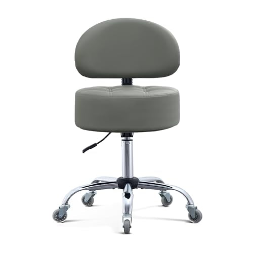 Ergonomic Drafting Stool with Backrest Heavy Duty Hydraulic for Shop - color: Grey, style: Stylish