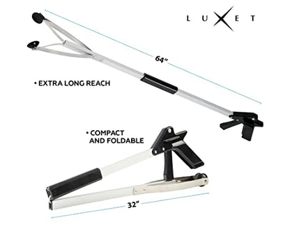 Grabber Tool X-Long 64" Aluminum Suction Cup Jaw, Lightweight Foldable Reacher Grabber Pickup Tool, Gripper Grabbers for Elderly Grab it Reaching Tool Trash Picker Grabber, by Luxet (Black)