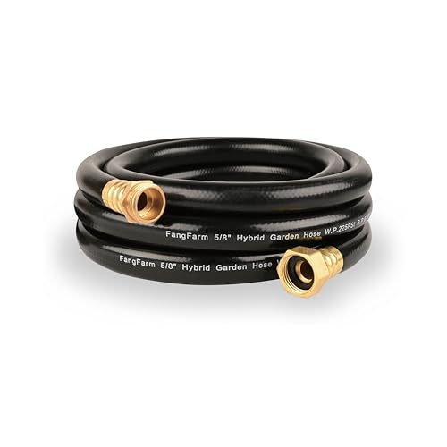 10FT PVC Hybrid Garden Hose, 5/8 in Black Hose, Brass Fittings - size: 10FT ( Male - Female )