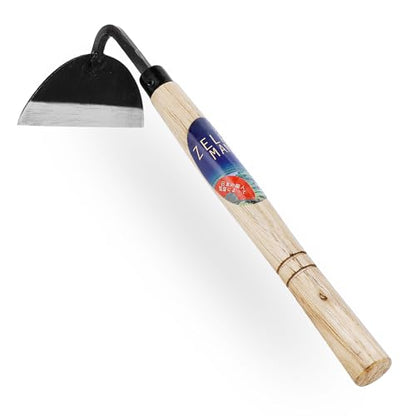 Garden Weeding Sickle/Hand Hoe, Gardening Cutting Grass Sickle, Japanese Sickle Style Hand Weeder Tool with Thick Blade&Wooden Handle - color: T-Sickle