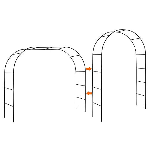 Mr.Ton Garden Arch Arbors, Trellis for Climbing Plants Outdoor 6-8ft, Two Way Assemble Wedding Decoration Metal Arch,Black - color: Black