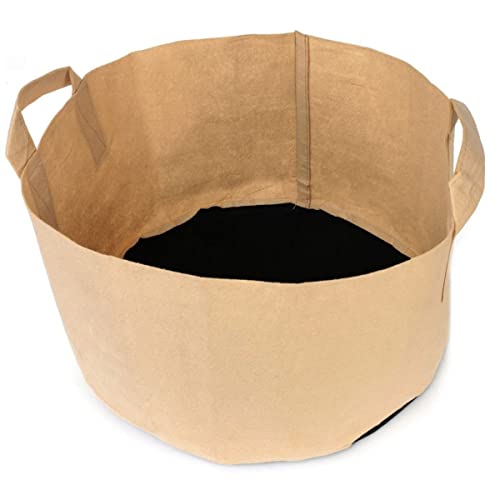 247Garden 2-Pack 80-Gallon Aeration Fabric Pot/Plant Grow Bag/Raised Garden Bed w/Handles (300GSM, Tan w/Black Base, 18H x 36.5D) - color: Tan, size: 80 Gallon (2PK)