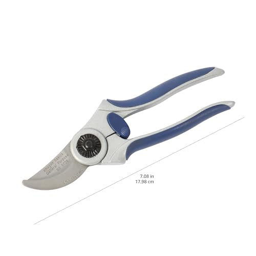 Amazon Basics Professional Bypass Pruning Shears, Lightweight Garden Clippers for Cutting Flowers, Trimming Plants, 7-inch Steel Garden Scissors, Blue - size: 7-Inch