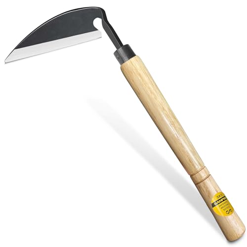 Hanpex - Japanese Weeding Sickle, Wide Blade Gardening Tools - Premium Quality Hand Hoes/Weeding Sickle Have Very Sharp Edge for Quick Work (Long Handle) - style: Short Handle