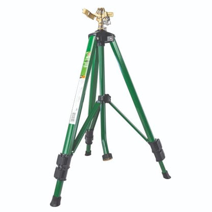 Orbit 1/2 Inch Brass Impact Sprinkler - Adjustable Metal Tripod - Long Range Lawn Watering System - 360 Degree Rotating Sprinkler - Heavy Duty Irrigation System - Adjustable 22-48 Inch Height - 58308 - style: Brass Impact Sprinkler