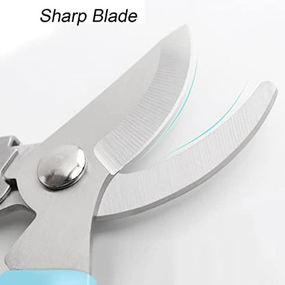 Curve Gardening Scissor with Sharp Stainless Steel Blade Garden Shears for Cutting Flowers Trimming Plants of Yard Florist Flower Rose Herb Hedge Bonsai and Fruits Picking - style: Navy Blue Handle