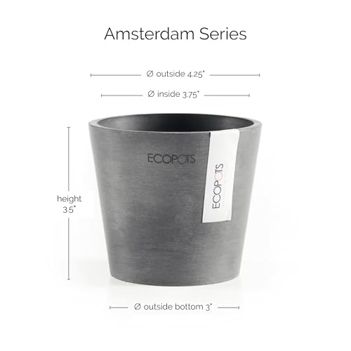 Ecopots Amsterdam Mini Round Flower Planter, Grey, 4" - color: Gray, size: 4 Inches