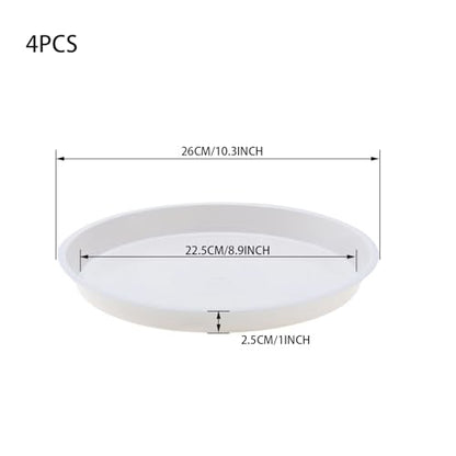 4 Pack 10 Inch White Plant Saucers Plastic Drip Trays for Pots - color: White, size: 10 Inch