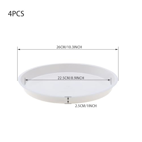 4 Pack 10 Inch White Plant Saucers Plastic Drip Trays for Pots - color: White, size: 10 Inch