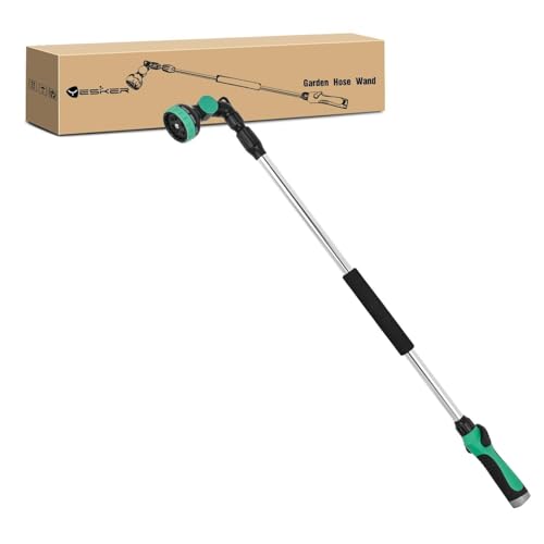 Yesker Watering Wand for Garden Hose, 36-54 Inch Adjustable, 10 Spray Patterns, Sprayer Wand with Pivoting Head, Garden Hose Nozzle with Thumb Flow Control, Ideal for Water Hanging Baskets and Shrubs - size: 36-54 Inch (Telescopic)