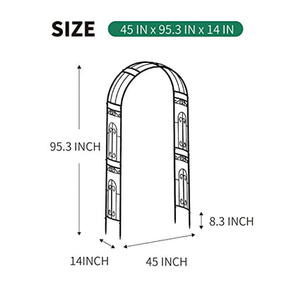Metal Garden Arbor Wedding Arch 95.3" H x 45" W, Heavy Duty Rustproof Iron Pergola Trellis for Climbing Plants Outdoor Garden Patio Pathway Lawn Ceremony Party Decoration