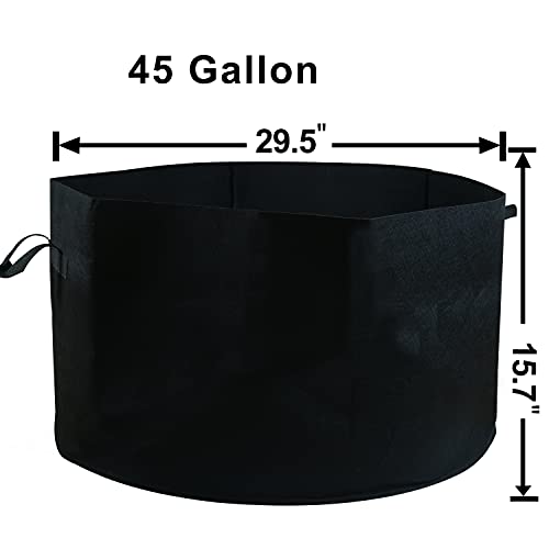 6-Pack 45 Gallon Large Non-Woven Grow Bags Reusable Thickened Durable Aeration Fabric Pot with Reinforced Handles Black (45Gal_6Pcs) - color: 45gal_6pcs
