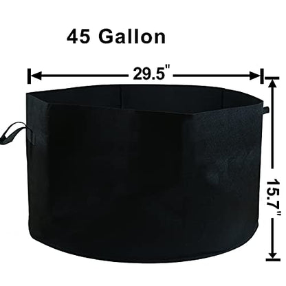 6-Pack 45 Gallon Large Non-Woven Grow Bags Reusable Thickened Durable Aeration Fabric Pot with Reinforced Handles Black (45Gal_6Pcs) - color: 45gal_6pcs