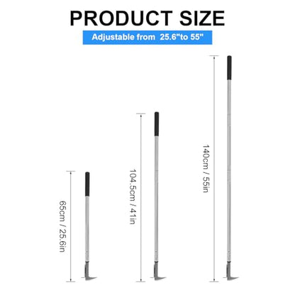 BARAYSTUS Crack Weeder, Stainless Steel Manual Crevice Weeding Tool, Long Handle Weed Grabber Remover, L-Shaped Manual Weeder Puller, Durable Crevice Weeding Tool for Sidewalk Garden Patio Lawn - size: Adjustable Length (25.6"/41"/55")