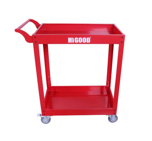 Heavy Duty Service Utility Cart,2 Shelf Steel, 800-Pound Capacity, 35.6 x 18.1x38-Inch RED - color: Red