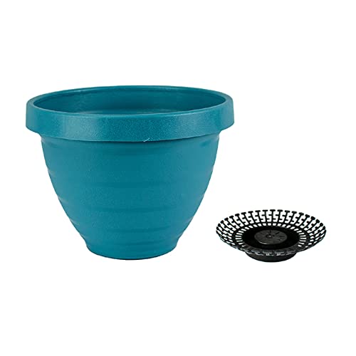 The HC Companies Rings Flower Planter - Self Watering Plant Pots for Herbs & More - Round Lightweight Outdoor & Indoor Planter (8" Blue, Pack of 2) - color: Blue, size: 8" (Pack of 2)